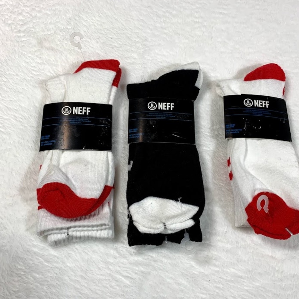 NEFF Lot of 3 Black White Crew Socks - Picture 2 of 3